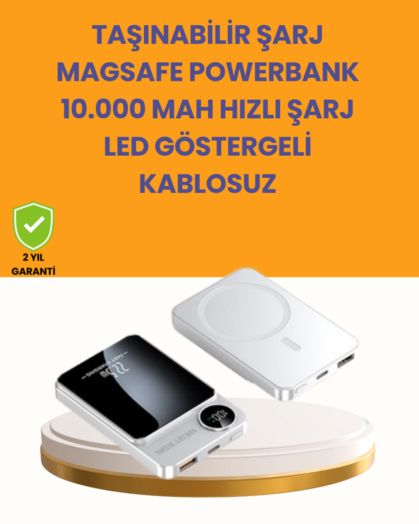 20W PD ve 15W Manyetik Kablosuz Şarj Destekli Taşınabilir Powerbank - Image 1