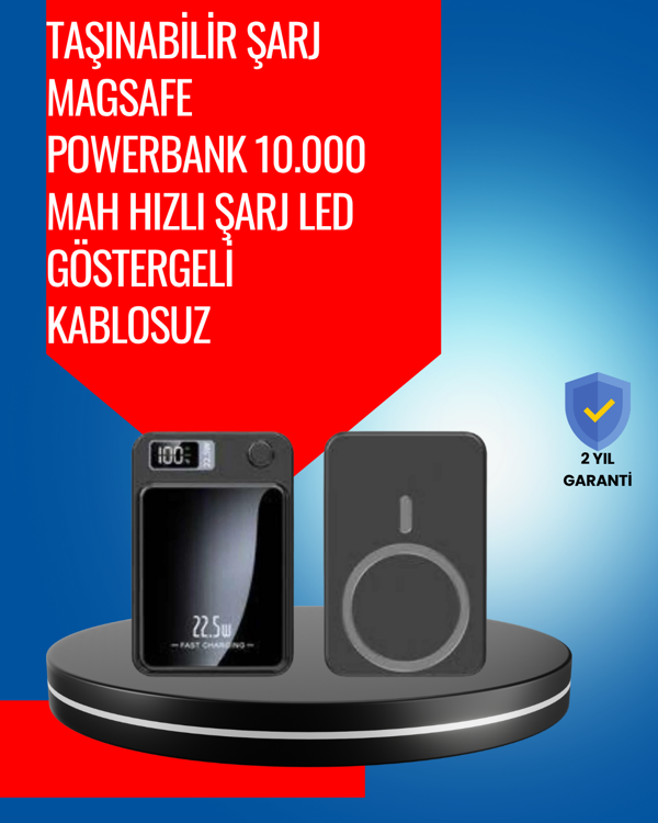 Alüminyum Alaşımlı, 20W PD Hızlı Şarj ve Manyetik Kablosuz Powerbank - Image 1