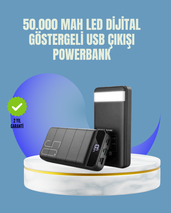 Tüm Cihazlarla Uyumlu 50.000 mAh Powerbank – Yüksek Kapasiteli, LED Gösterge ve Akıllı Koruma Fonksi - Image 1