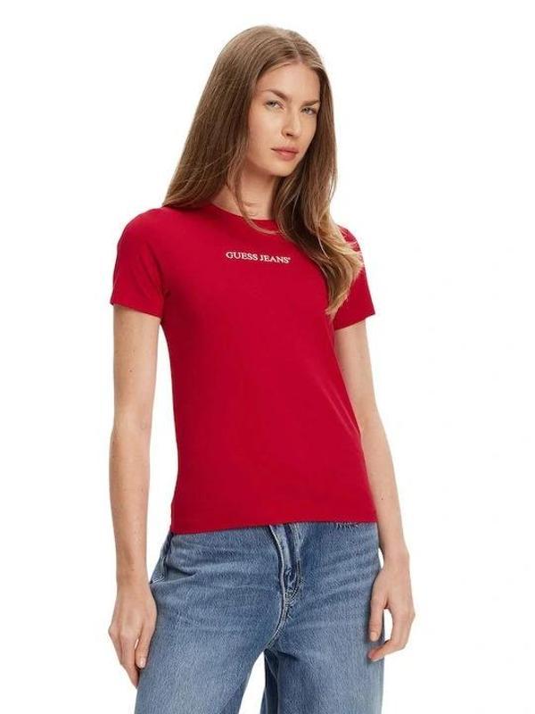 Guess Gj Ss Cn Slim Kadın Kırmızı Slim Fit T-Shirt W4YI01J1314-G585 - Image 1