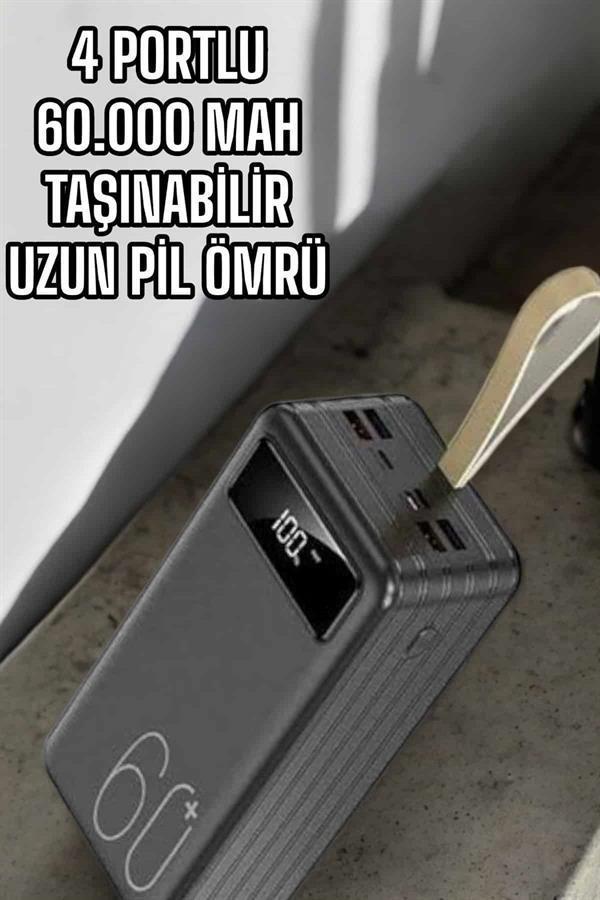 Powerbank 60.000 MAH Dijital Göstergeli 4 Portlu Taşınabilir - Image 1