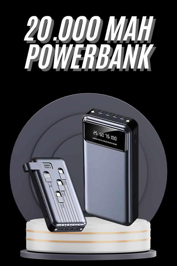 Hızlı Şarj Özellikli 20.000 Mah Dijital Göstergeli USB Girişli Android ve İOS Uyumlu Powerbank - Image 1