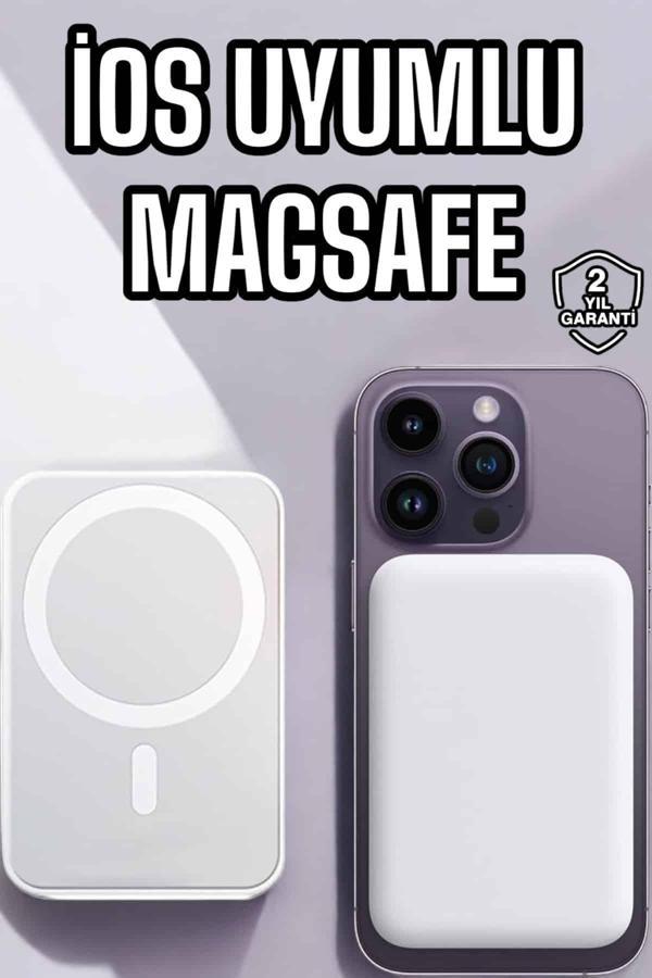 5000 Mah İOS Uyumlu Magsafe Kablosuz Şarj Hızlı Şarj Desteği - Image 1