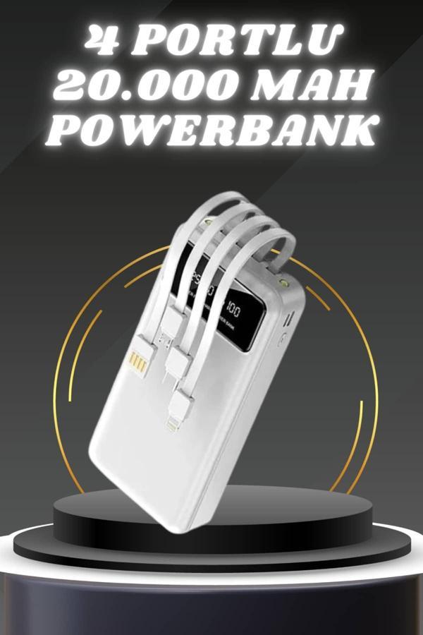 Powerbank Şarj Cihazı 4 Çıkışlı 20.000 MAH Powerbank Kompakt Yüksek Kapasiteli Hızlı Şarj - Image 1