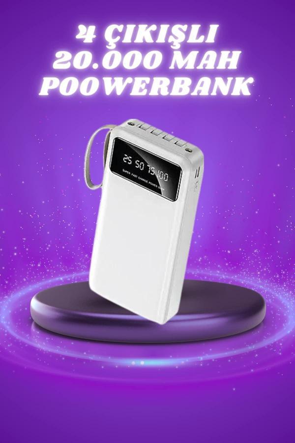 Powerbank Şarj Cihazı 4 Çıkışlı 20.000 MAH Powerbank Taşınabilir Çoklu Giriş - Image 1