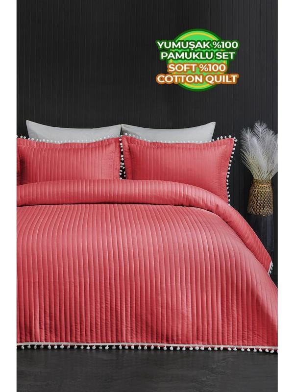 Evlenhome ponpon Çift Kişilik pamuk yatak örtüsü pike Nevresim takımı - Image 1