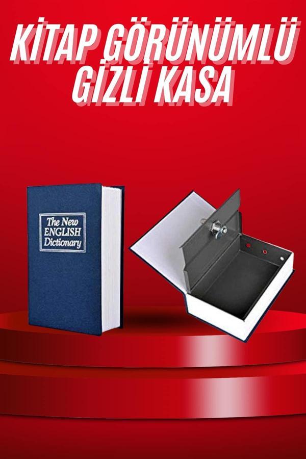 Kitap Görünümlü Gizli Kasa Büyük Boy Anahtarlı Kilitli Para Kasası - Image 1