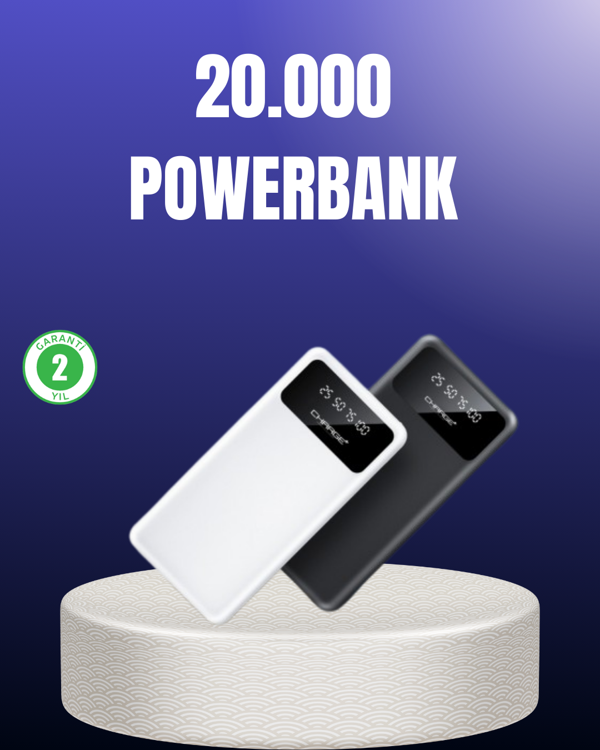 Akıllı LCD Ekranlı 20.000mAh Powerbank PD + USB + Type-C - Image 1
