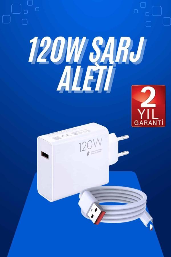 120 Watt Turbo Hızlı Şarj Aleti Seti Hızlı Şarj Adaptörü Beyaz - Image 1