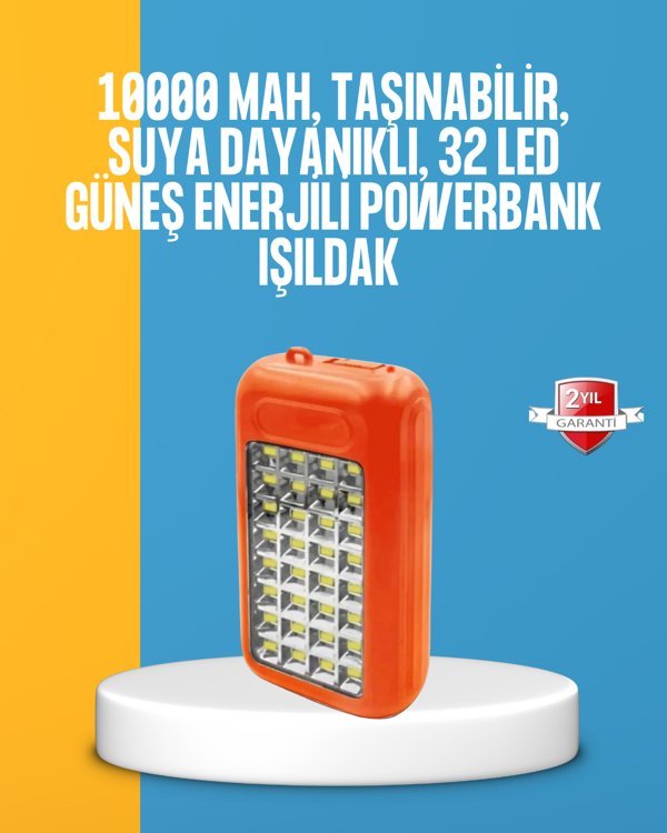 Çift USB Çıkışlı Güneş Enerjili Aydınlatmalı Powerbank - Image 1