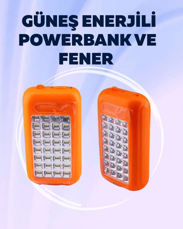 Gold Silver GS-875 Outdoor Powerbank & Işıldak – Güneş Paneli, 32 LED, 10000 mAh, Çift Çıkış - Image 1