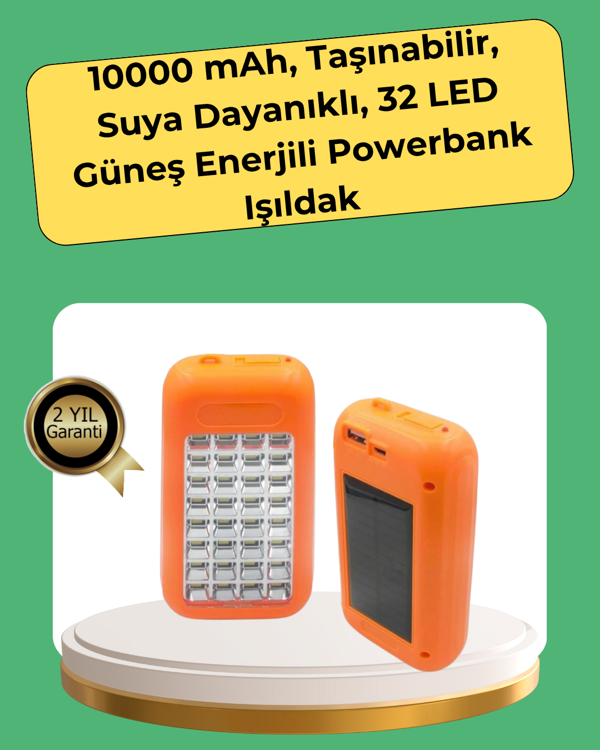 10000 mAh Güneş Enerjili Taşınabilir Şarj Cihazı ve Aydınlatma Cihazı - Image 1