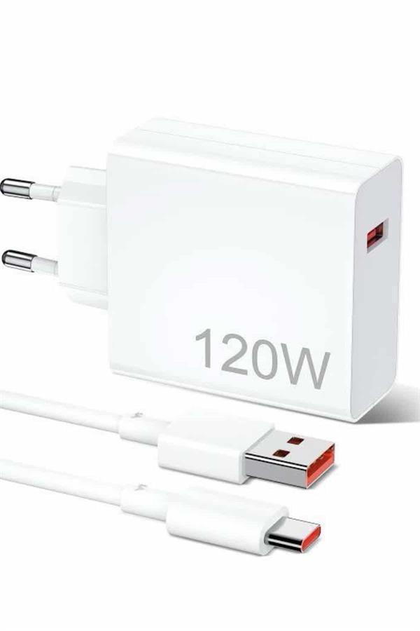 120W Şarj Aleti Hızlı Çift Turbo Şarj Aleti Seti Beyaz - Image 1