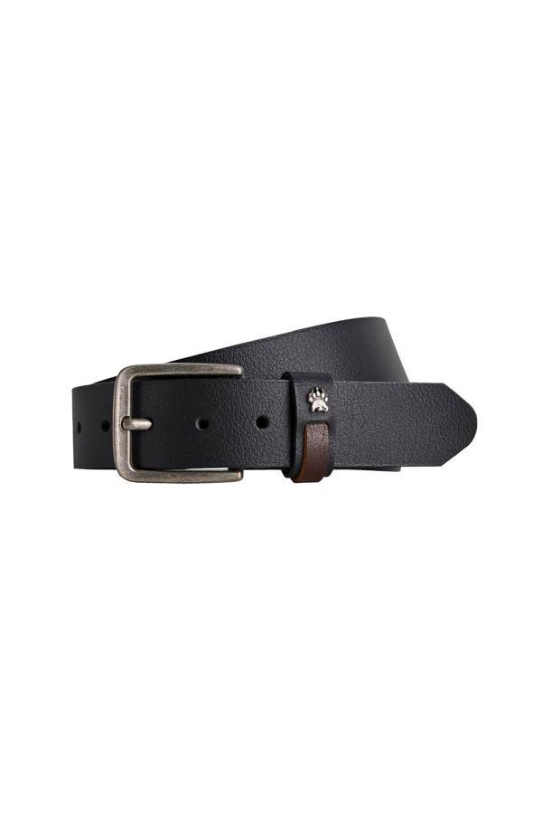 Claw Print Belt Siyah Deri Erkek Kemer - Image 1