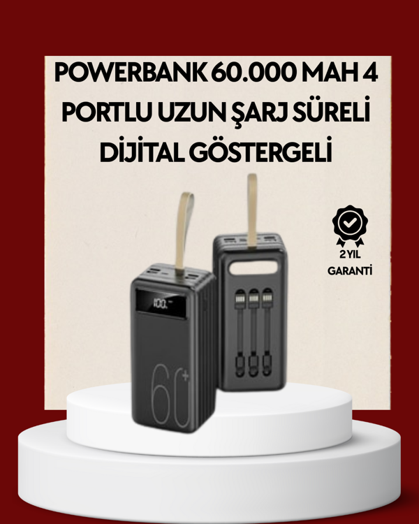 4 Çıkışlı Hızlı Şarj Destekli Powerbank - Image 1