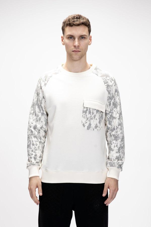 Deep Marshmallow Crewneck Erkek Baskılı Sweatshirt - Image 1