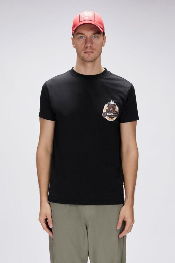 Flint Siyah Erkek Baskılı Tişört - Image 1