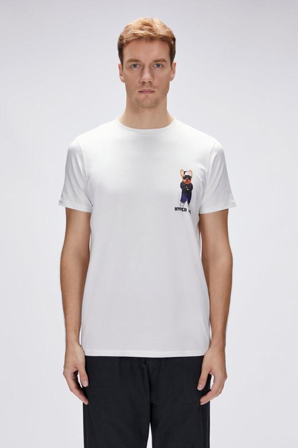 Hyper Beyaz Erkek Baskılı Tişört - Image 1