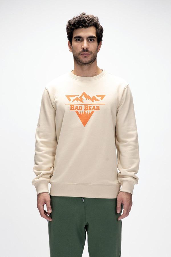 Mountain Bej Crewneck Erkek Baskılı Sweatshirt - Image 1