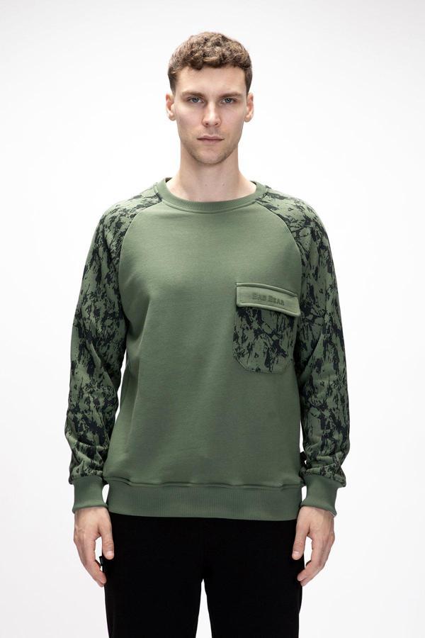 Deep Soluk Yeşi̇l Crewneck Erkek Baskılı Sweatshirt - Image 1