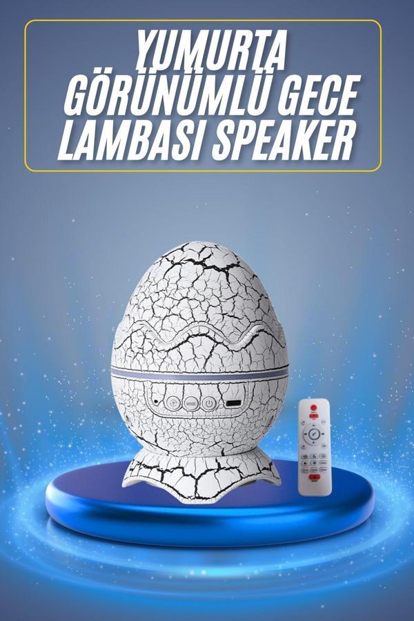 Bluetooth Hoparlör Dinozor Yumurtası Gece Masa Lambası Projektör - Image 1