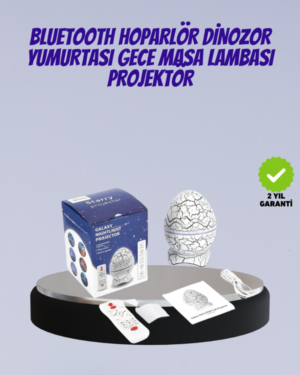Bluetooth Bağlantılı Dinozor Yıldız Projektör Gece Lambası ve Uyku Yardımcısı - Image 1