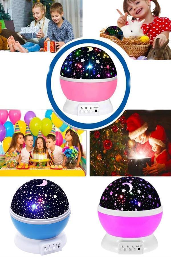 Renkli Yıldızlı Gökyüzü Projeksiyon Gece Lambası Pilli ve USB Kablolu - Image 1