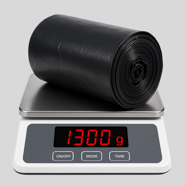 Mulpex Jumbo Boy Siyah Çöp Torbası 80x110 cm – 1 Rulo (1300 g ±%2) Dayanıklı ve Kalın, Ağır Hizmet Geri Dönüşüm - Image 1