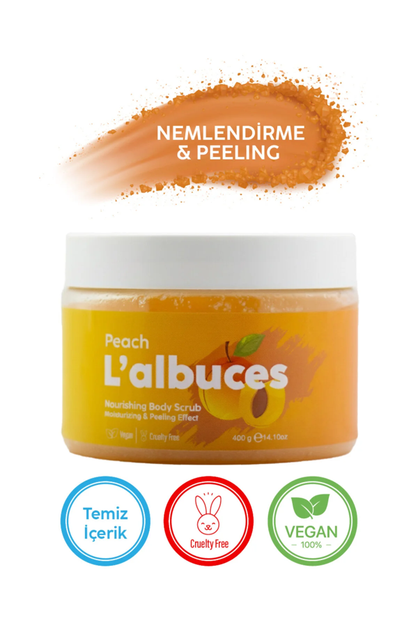 Peach Body Scrub 400gr – Vegan, Temiz İçerikli, Şeftali Kokulu Pürüzsüz Cilt Bakımı - Image 1
