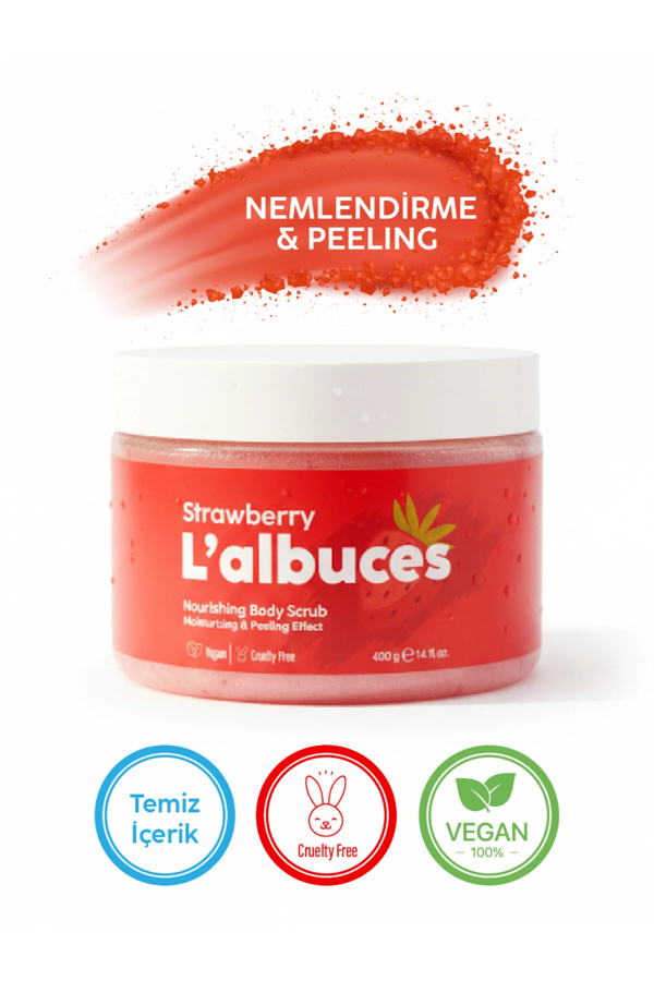 Strawberry Body Scrub 400gr – Vegan, Temiz İçerikli, Çilek Kokulu Pürüzsüz Cilt Bakımı - Image 1