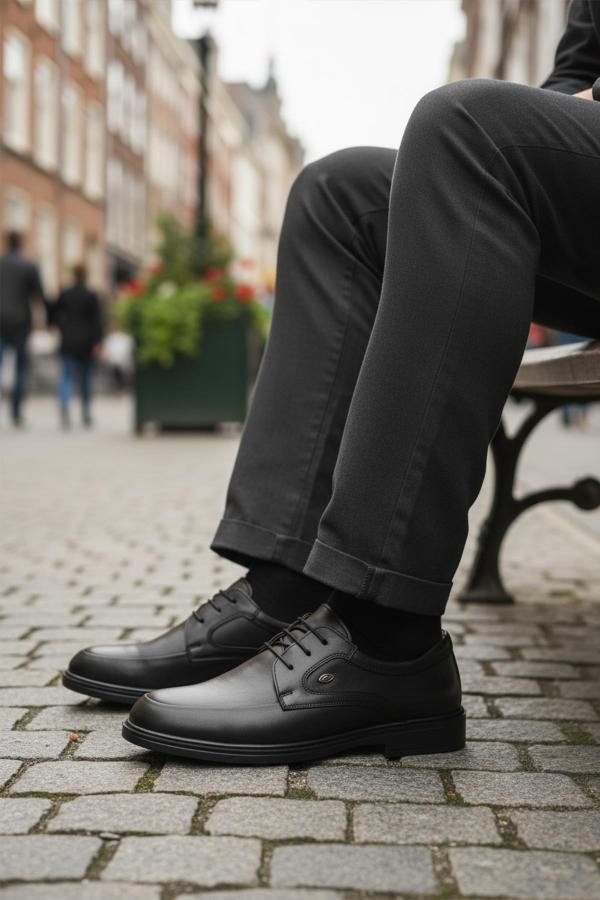 Ayakmod DSN 2037 M Siyah Hakiki Deri Erkek Günlük Ayakkabı - Image 1