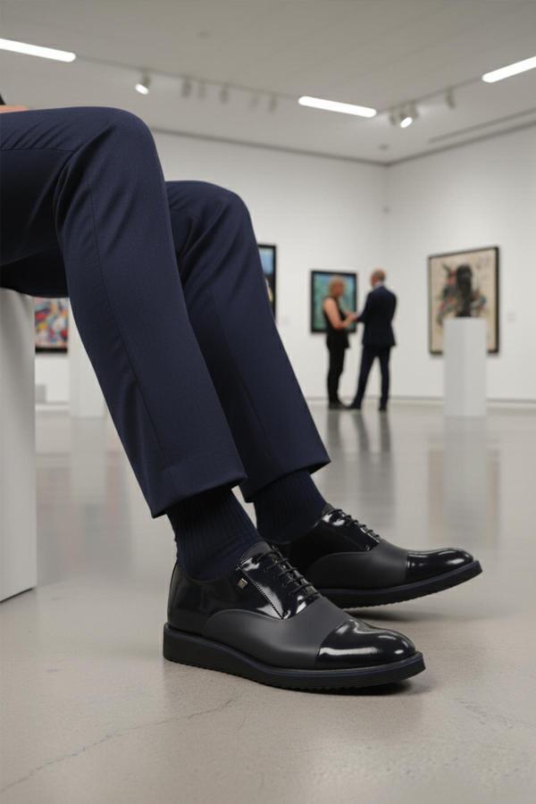 Fosco 6590 M Lacivert Rugan Hakiki Deri Erkek Klasik Ayakkabı - Image 1