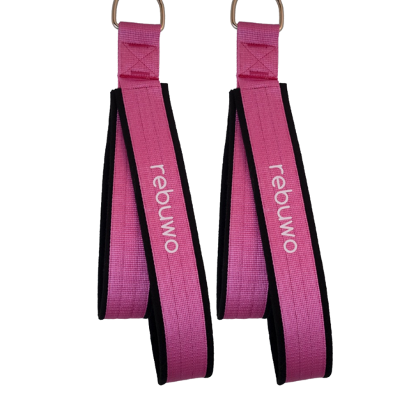 Rebuwo Pilates Elcik Reformer Yoga Pilates Tutma Aparatı (Pembe)– Kadife Kumaş & Metal D Tokalı (1 Çift) - Image 1