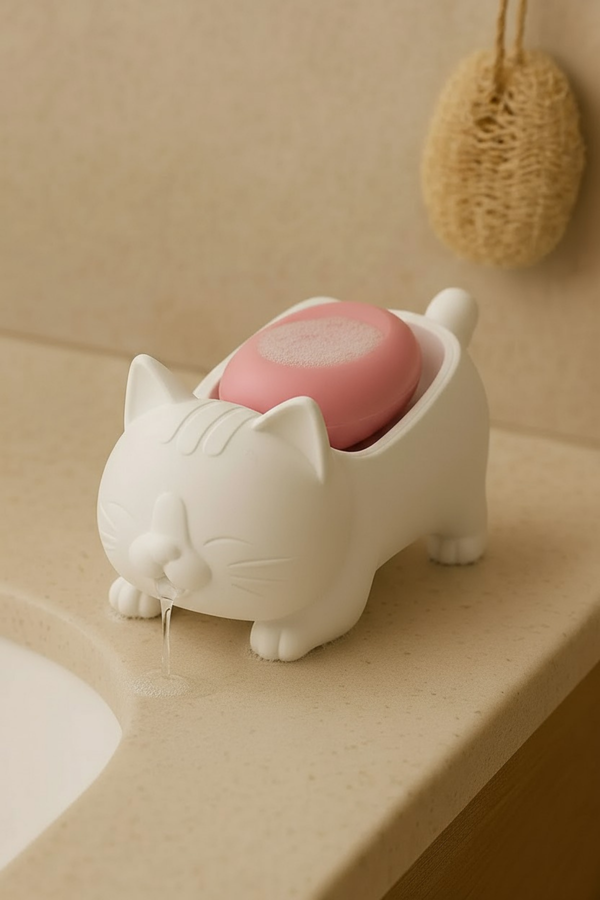 Tatlı Kedi Sabunluk Plastik Banyo Aksesuarı Dekoratif Sabunluk - Image 1