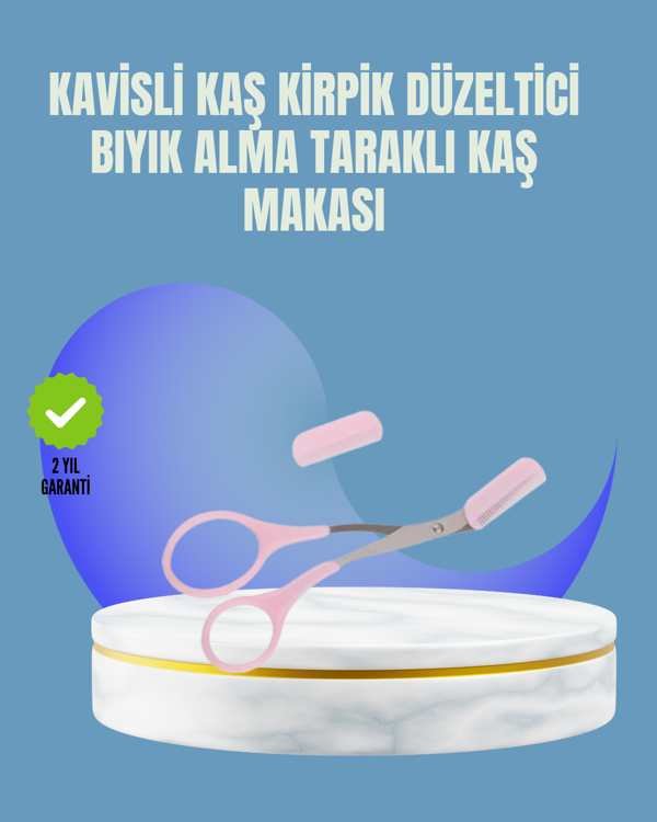 Tarak ve Fırça Başlıklı Kaş Şekillendirme Makası - Image 1