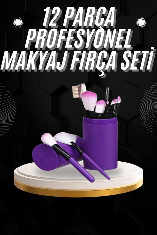 12 Parça Profesyonel Makyaj Fırçası Far Fırçası Allık Fırçası Yumuşak Kıllı - Image 1