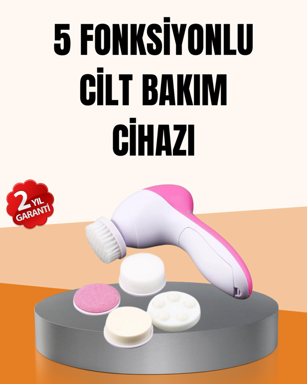 Derin Temizleme ve Masaj İçin 5 Başlıklı Yüz Cilt Bakım Aleti - Image 1