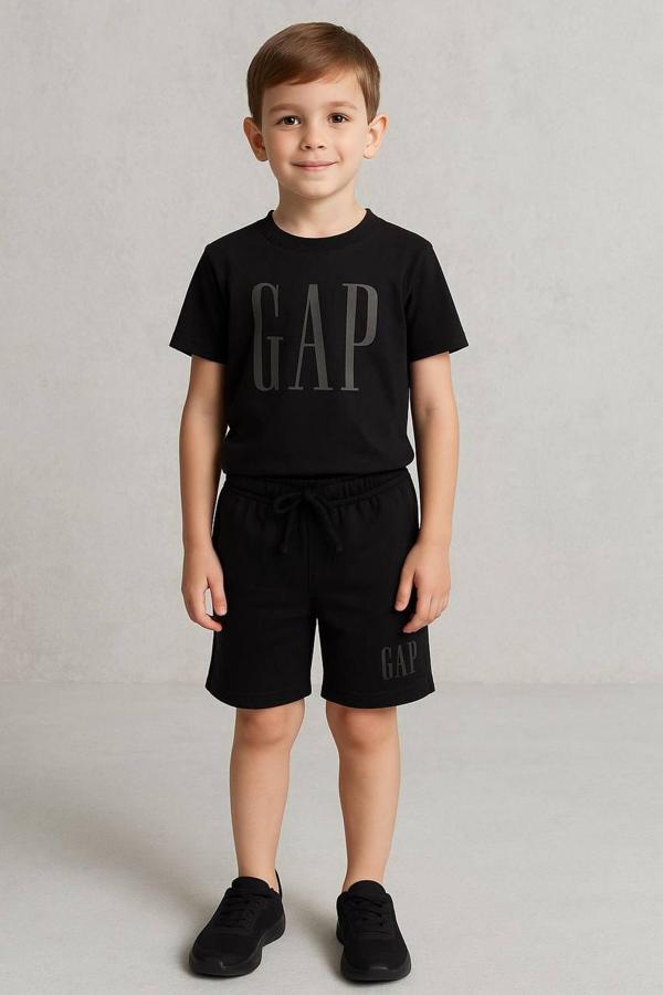 Baskılı Siyah Şortlu Takım - Image 1