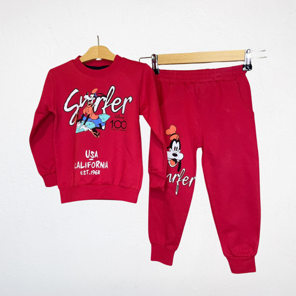Disney Surfer Goofy Çocuk Eşofman Takımı – Kırmızı - Image 1