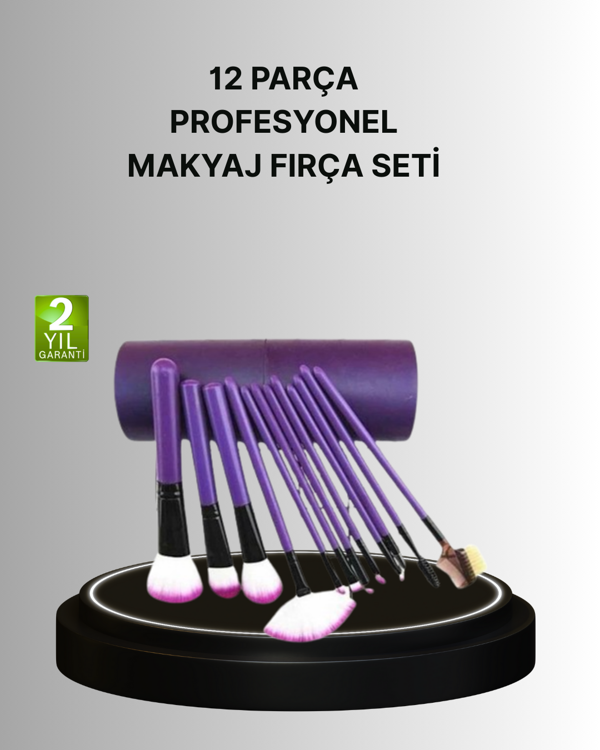 12’li Makyaj Fırça Seti Fondöten Allık Far Karıştırma İçin Tam Uyumlu - Image 1
