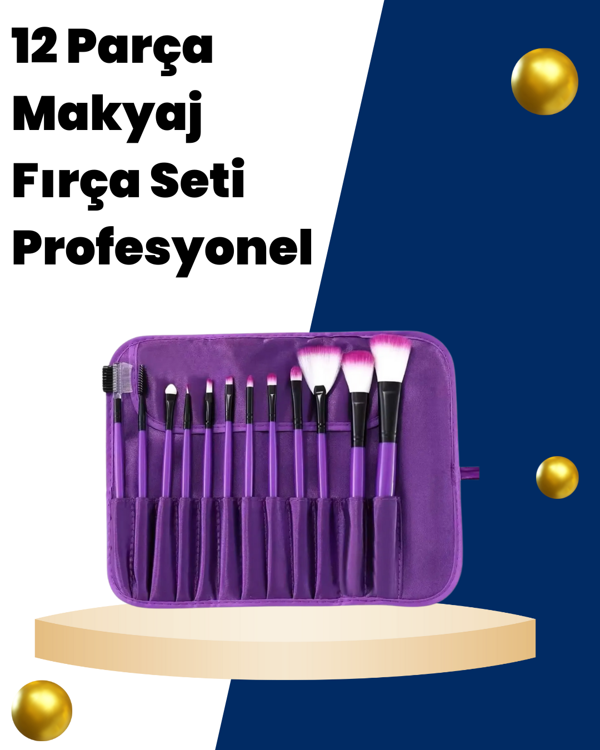Profesyonel Makyaj Uygulamalarına Özel 12 Parça Kompakt ve Hafif Makyaj Fırça Seti - Image 1