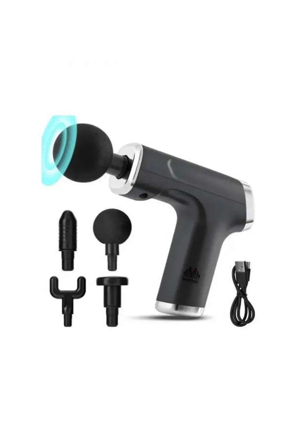 Profesyonel Masaj Tabancası Sporcu Masaj Aleti 4 Başlıklı Şarjlı Titreşimli - Image 1