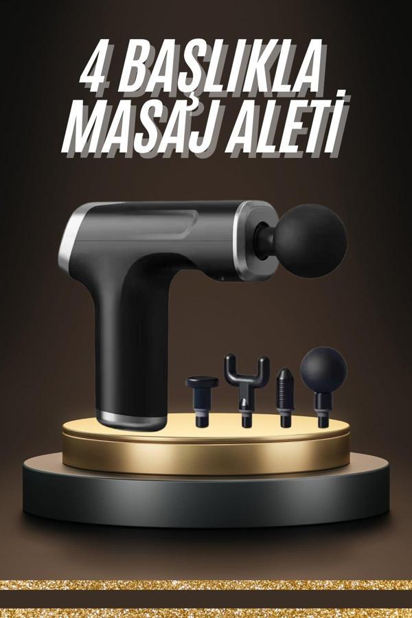 Profesyonel Masaj Tabancası Sporcu Masaj Aleti 4 Başlıklı Şarjlı Titreşimli - Image 1
