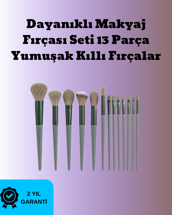 Toz ve Krem Ürünler İçin Güçlü Tutucu Yumuşak Kıllı Makyaj Fırça Takımı 13 Parça - Image 1