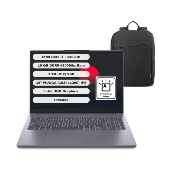 Ideapad Slim 3 16IRH10 GTICNT Intel Core I7 13620H 16GB 1tb SSD Freedos 16" Fhd 83K2001VTR + Çanta Hediyeli - Image 1
