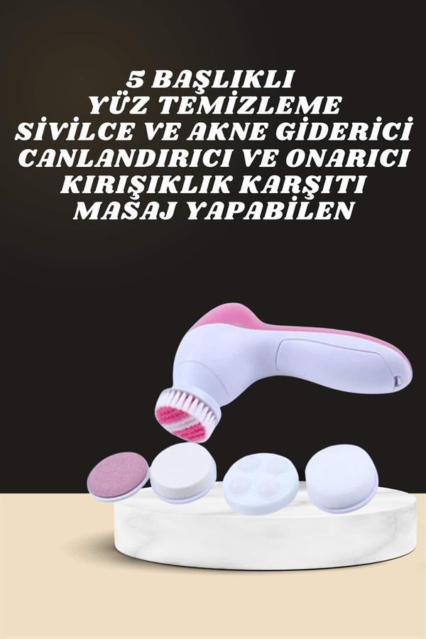 İkili Cilt Bakım Seti 5 Başlıklı Yüz Temizleme ve Masaj Aleti Canlandırıcı ve Onarıcı - Image 1