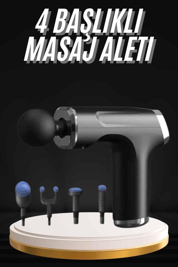 Şarjlı Masaj Tabancası 4 Başlıklı Mini Masaj Tabancası ve Masaj Aleti - Image 1