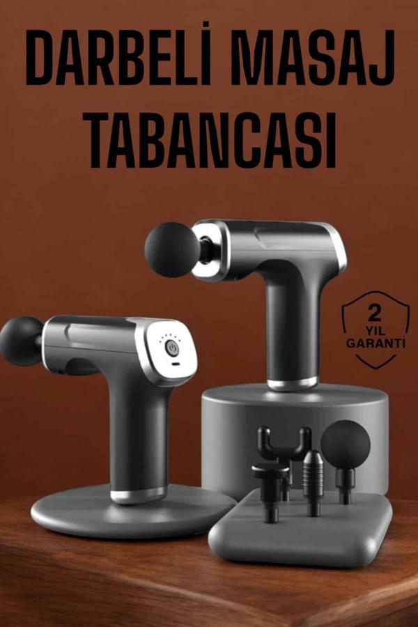 4 Başlıklı Darbeli Şarjlı Masaj Aleti Tabancası Kablosuz - Image 1