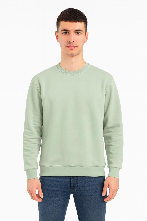 Erkek Oversize Uzun Kol Sıfır Yaka Sweatshırt-7383 - Image 1