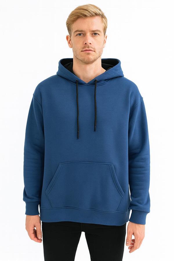 Erkek Oversize Uzun Kol Kapşonlu Sweatshırt-7386 - Image 1